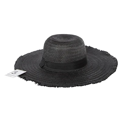 frayed edge floppy straw hat