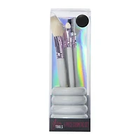 makeup brushes & storage cup 6-piece set - pink
