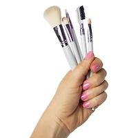 makeup brushes & storage cup 6-piece set - pink