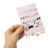 'good vibes only' studs & hoop earrings 20-pair set