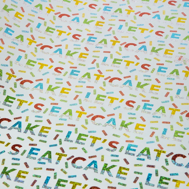 'let them eat cake' foil gift wrapping paper 4ft x 30in
