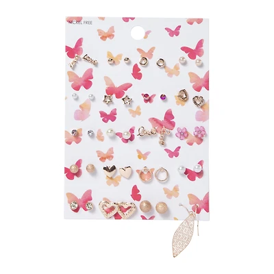 butterfly studs & dangle earrings set, 20 pairs