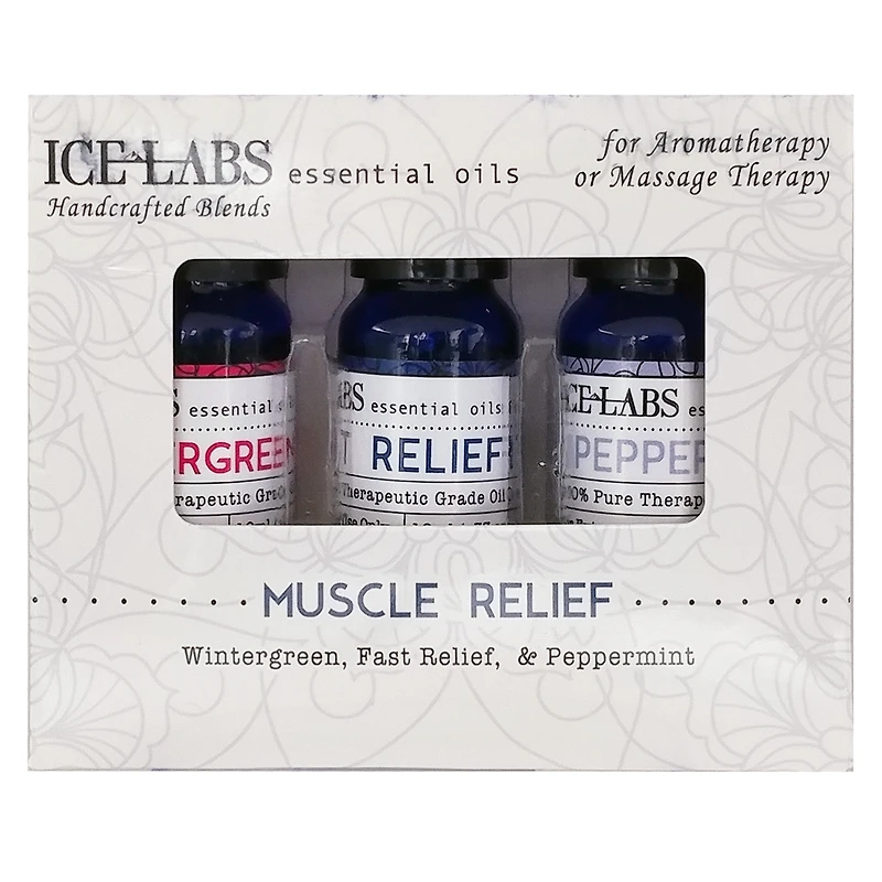 ice labs handcrafted essential oil blends for muscle relief 3-pack