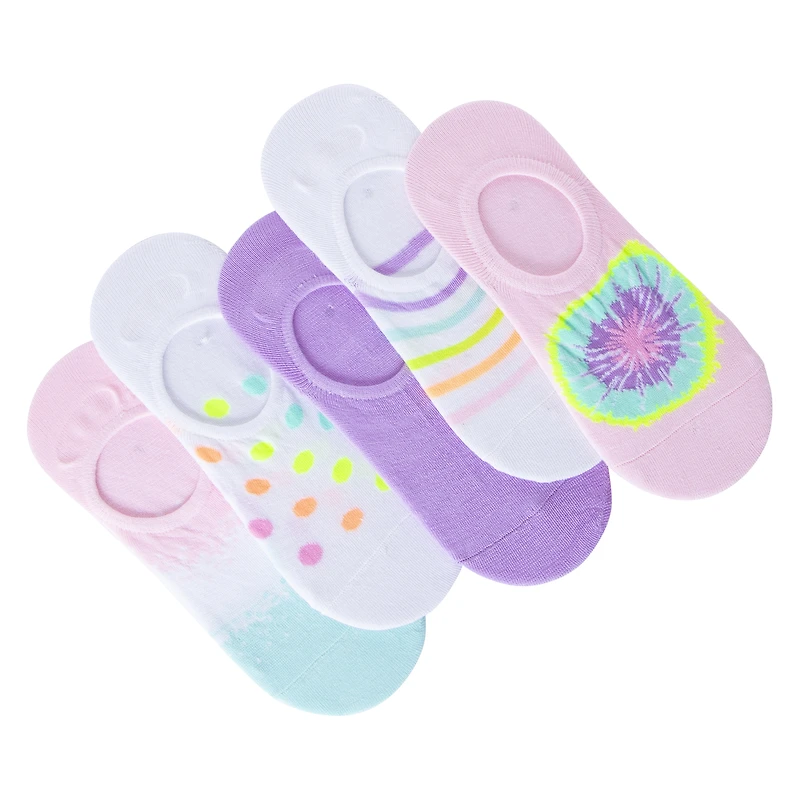 ladies tie dye no-show sneaker socks 5-pack