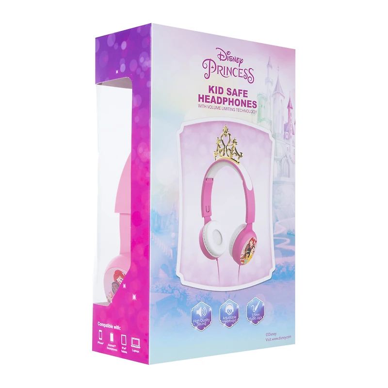 Disney Princess tiara kid-safe headphones with mic