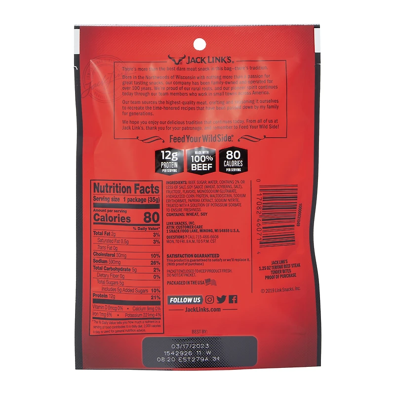 jack link's® tender bites teriyaki beef steak 1.25oz