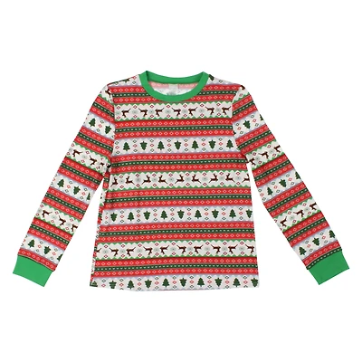 Juniors Holiday Fair Isle Pajama Top