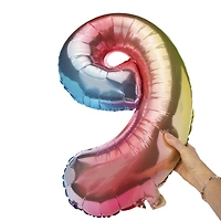 rainbow birthday number foil balloon 32in