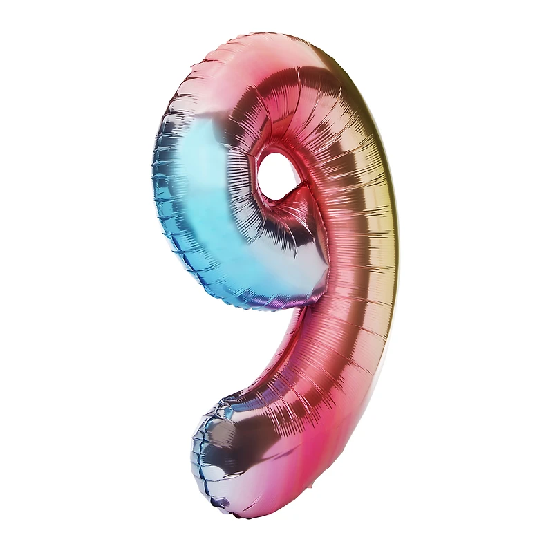 rainbow birthday number foil balloon 32in