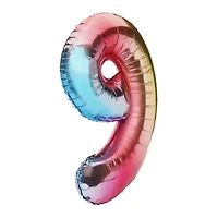 rainbow birthday number foil balloon 32in