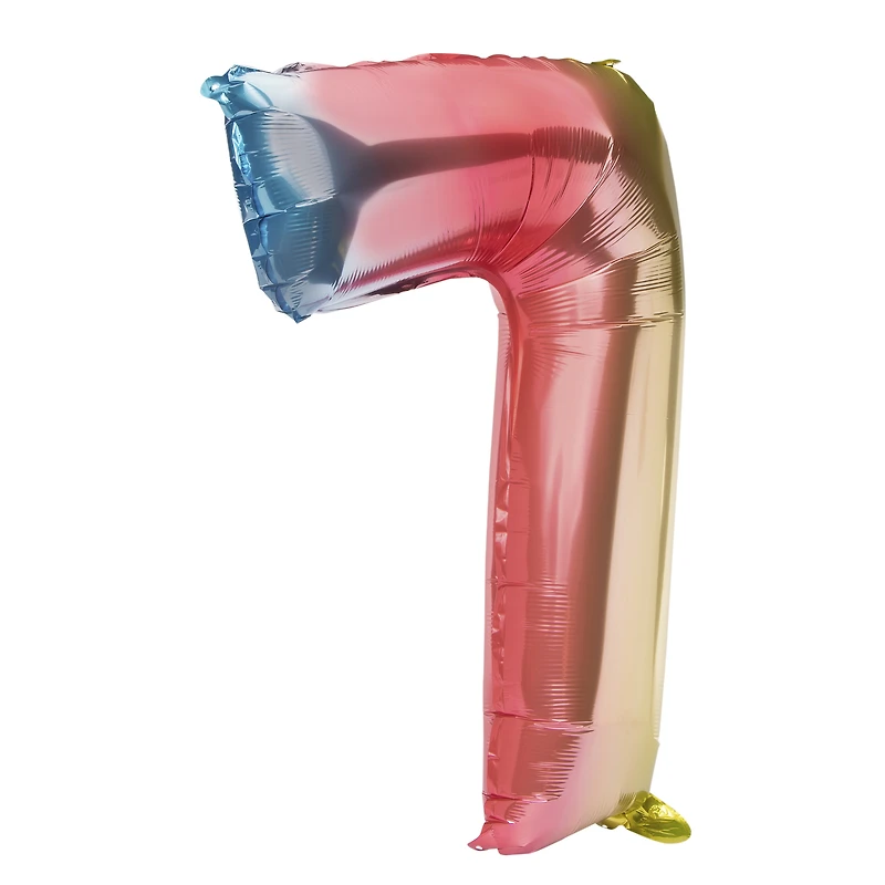 rainbow birthday number foil balloon 32in