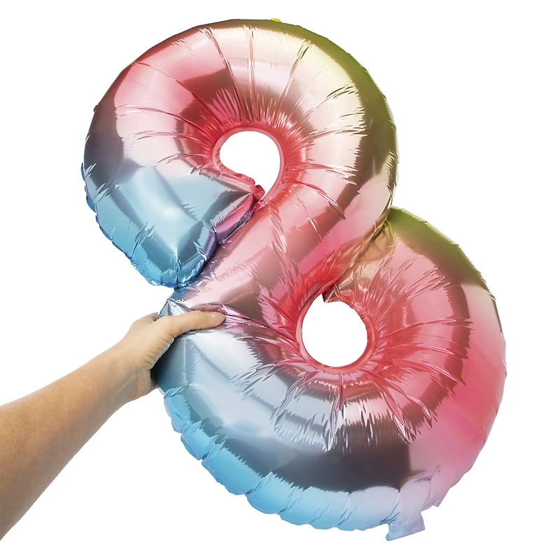 rainbow birthday number foil balloon 32in