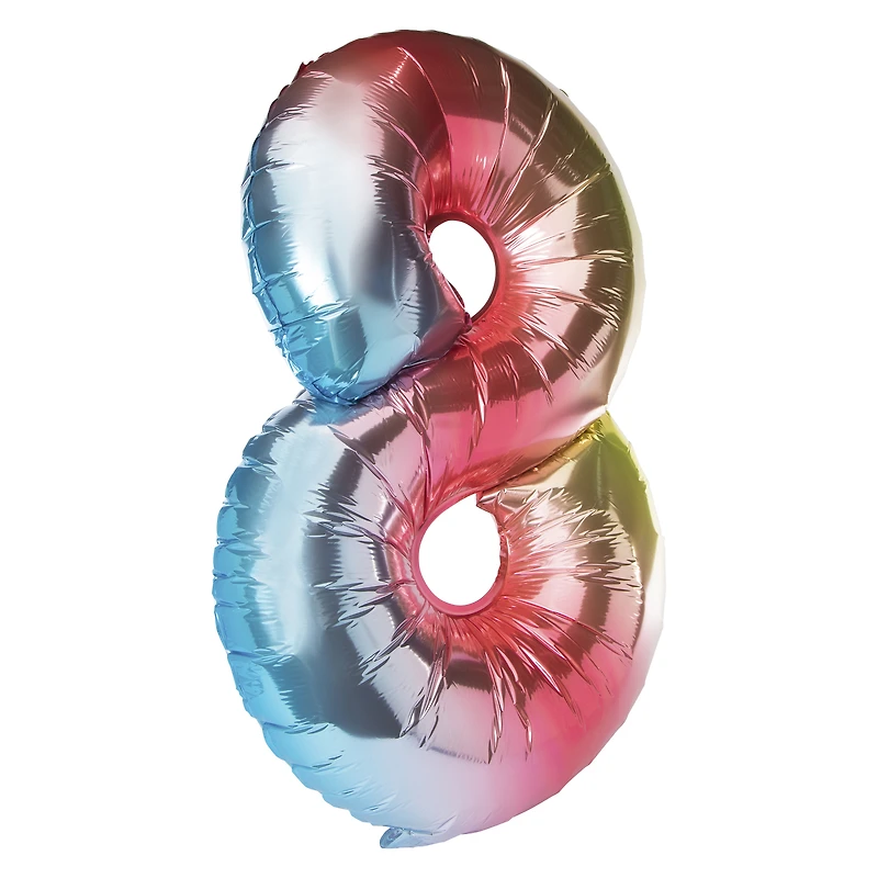 rainbow birthday number foil balloon 32in