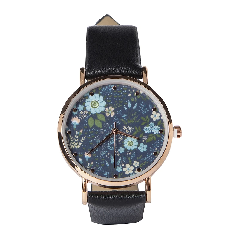 printed dial analog watch