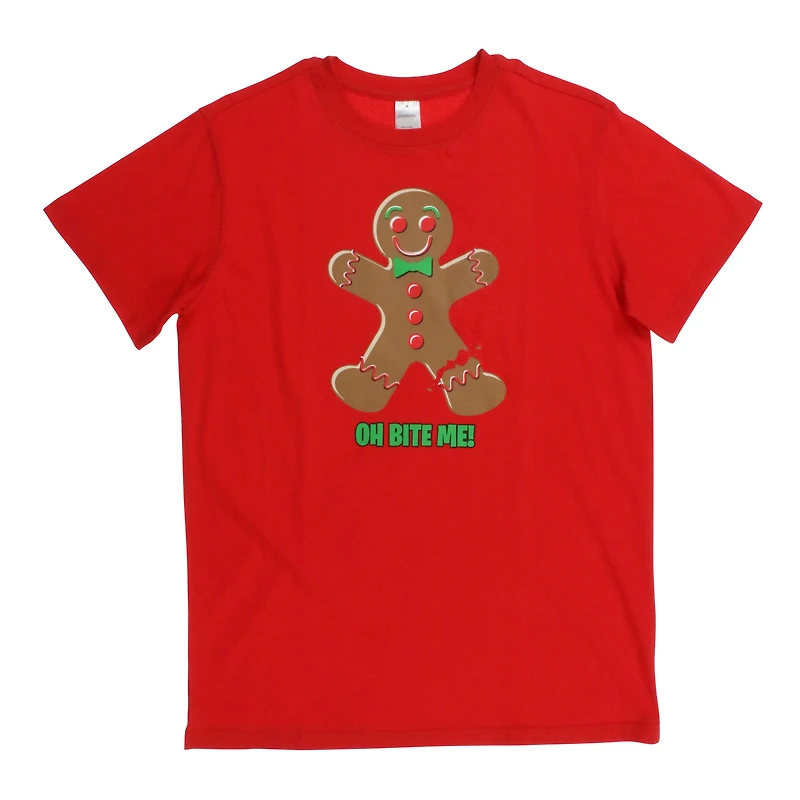 'oh bite me’ gingerbread holiday graphic tee