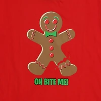 'oh bite me’ gingerbread holiday graphic tee