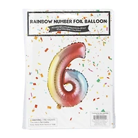rainbow birthday number foil balloon 32in