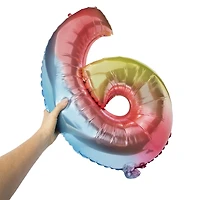 rainbow birthday number foil balloon 32in