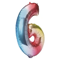 rainbow birthday number foil balloon 32in