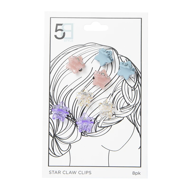 mini star claw clips 8-count