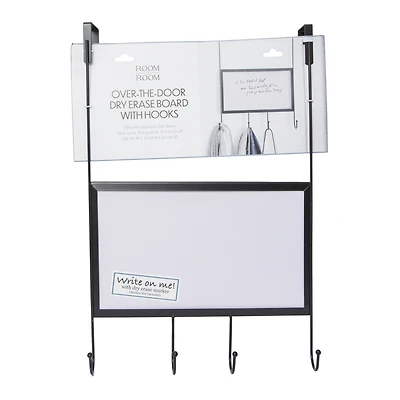 over-the-door dry erase board w/ hooks 13in x 20in