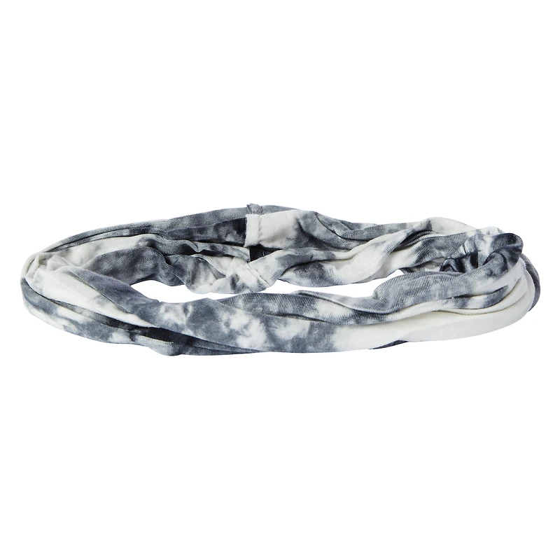 multi-wear fabric headwrap - black tie dye