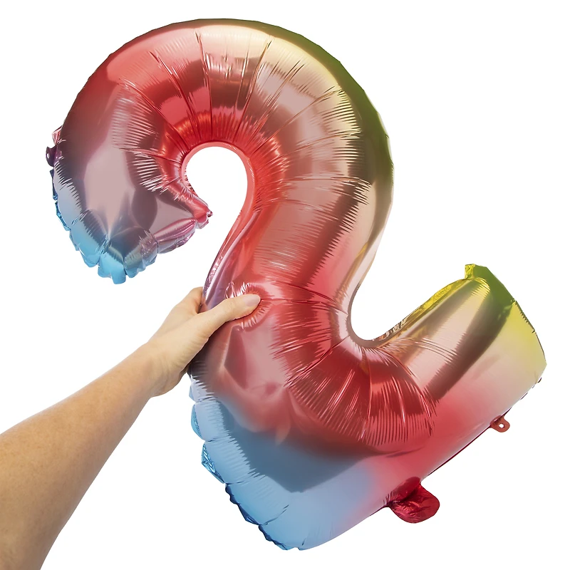 rainbow birthday number foil balloon 32in
