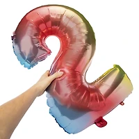 rainbow birthday number foil balloon 32in