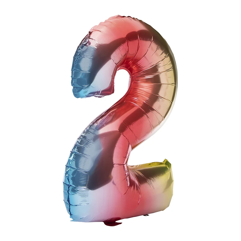 rainbow birthday number foil balloon 32in