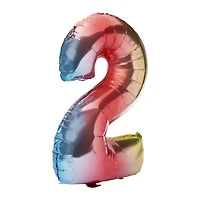 rainbow birthday number foil balloon 32in