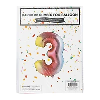 rainbow birthday number foil balloon 32in