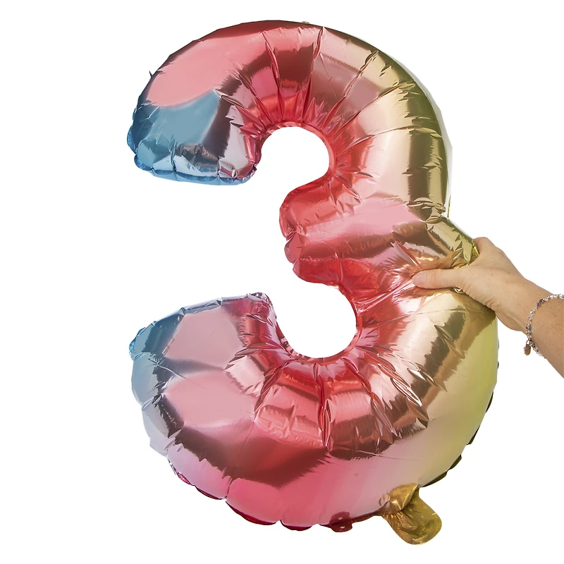 rainbow birthday number foil balloon 32in