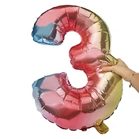 rainbow birthday number foil balloon 32in
