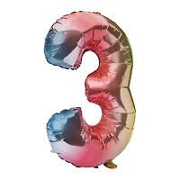rainbow birthday number foil balloon 32in