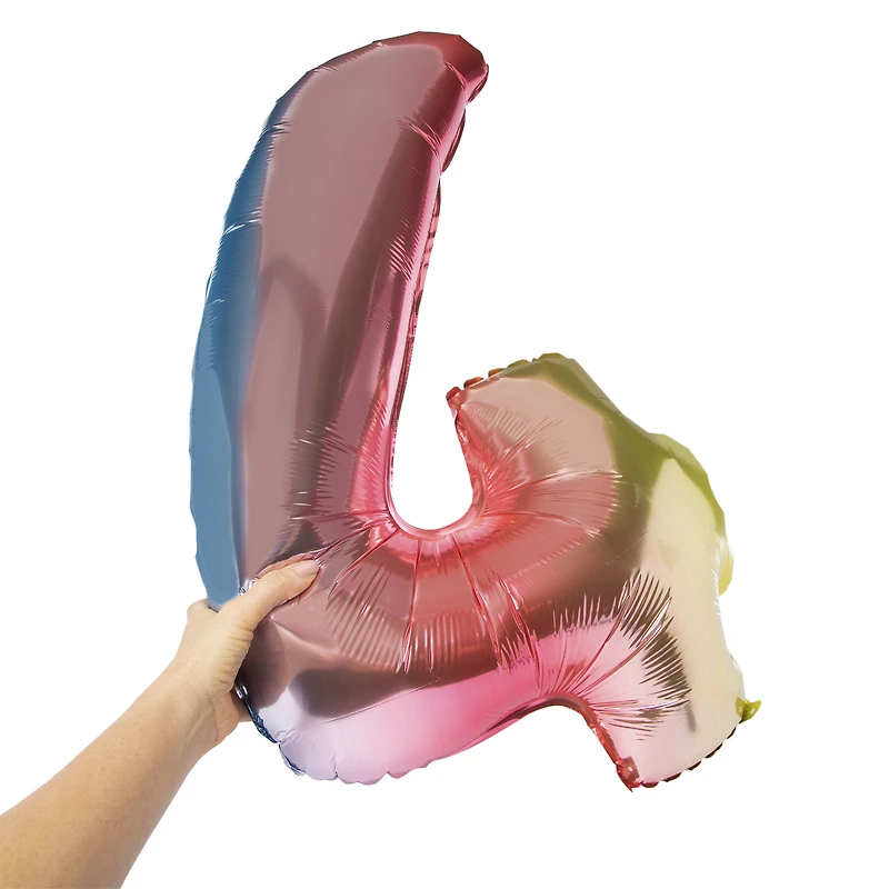 rainbow birthday number foil balloon 32in