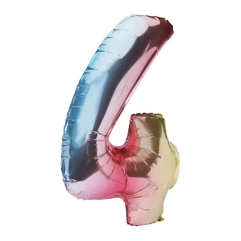 rainbow birthday number foil balloon 32in