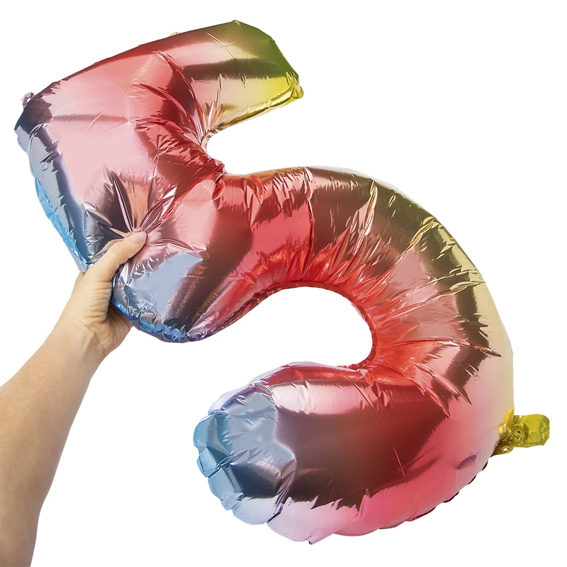 rainbow birthday number foil balloon 32in