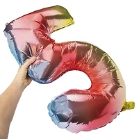 rainbow birthday number foil balloon 32in