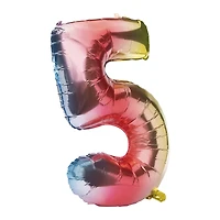 rainbow birthday number foil balloon 32in