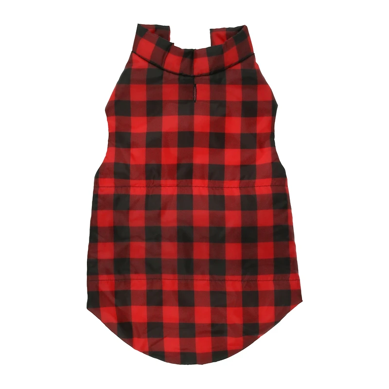 red plaid dog jacket