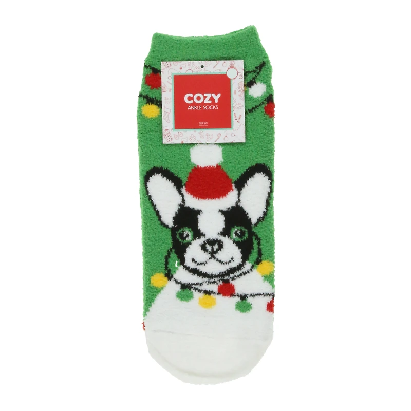 ladies cozy plush holiday ankle slipper socks