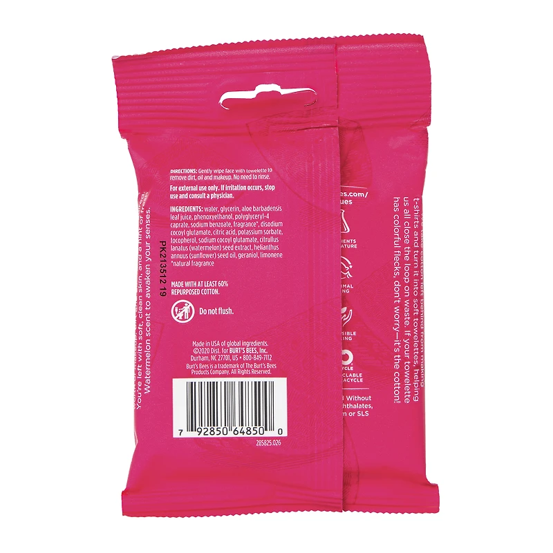 burt's bees® hydrating facial towelettes with watermelon 10-count