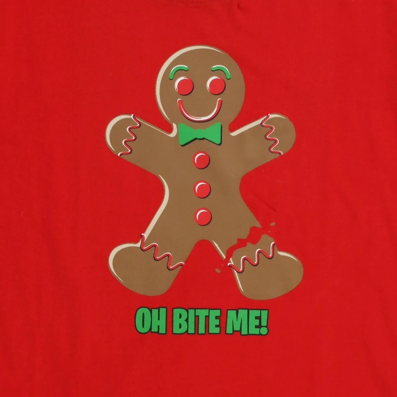 'oh bite me’ gingerbread holiday graphic tee