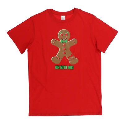 'oh bite me’ gingerbread holiday graphic tee