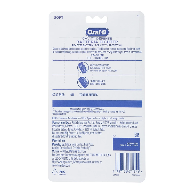 oral-b® bacteria fighter toothbrush value pack 6-count