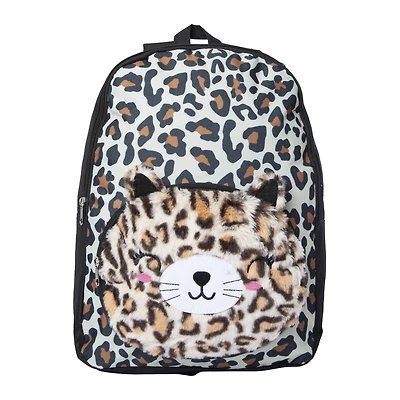 fuzzy printed backpack 16in