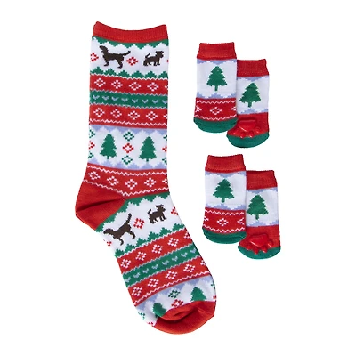 matching holiday sock set for pet & owner