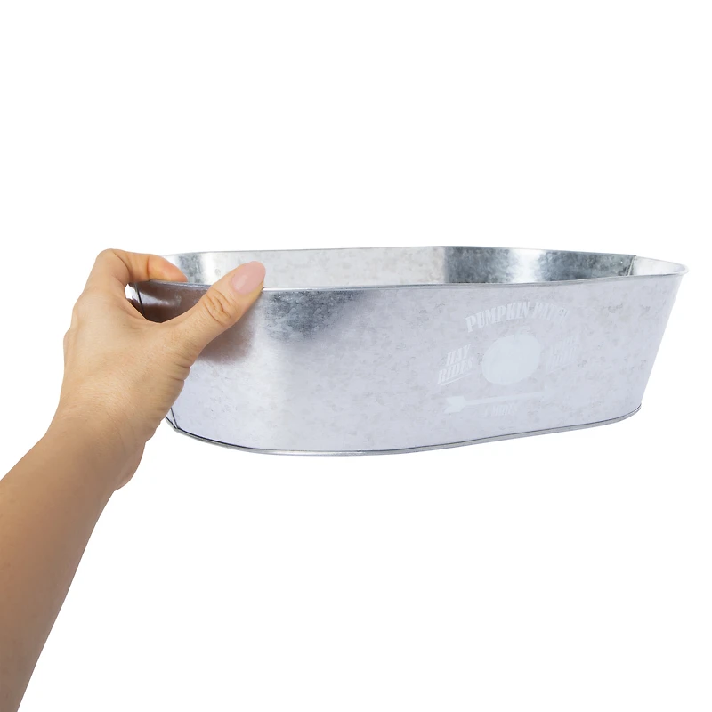 'pumpkin patch' galvanized metal tub 15.2in x 10.3in