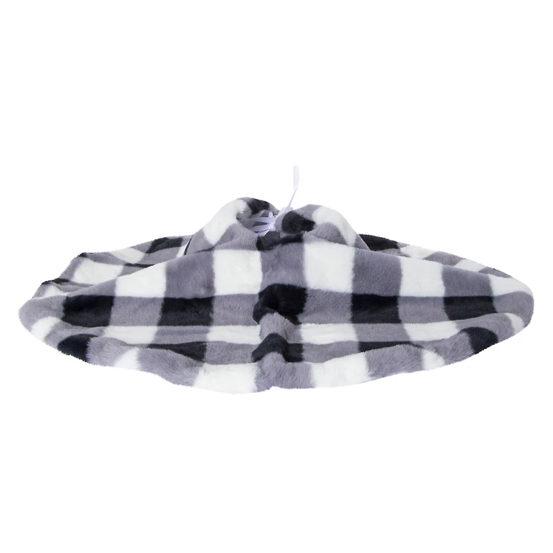 faux fur buffalo plaid tree skirt 24in