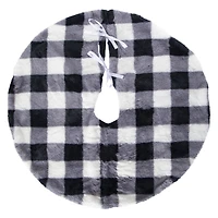 faux fur buffalo plaid tree skirt 24in